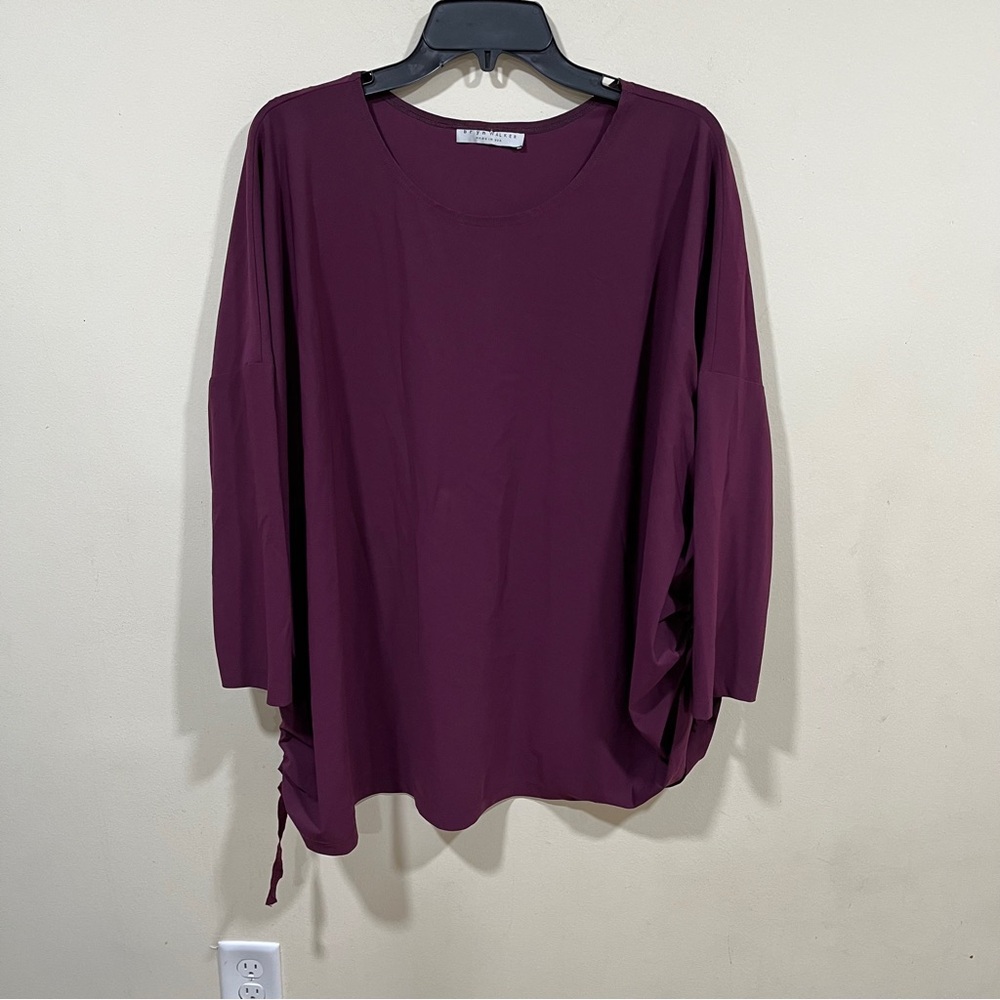 Bryn Walker Slinky Brand long-sleeve boat neck sweater tunic in plum size small